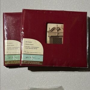 2 New Red 8.5" x 8.5" Marcella Scrapbooks by K & Company,  and refill pages